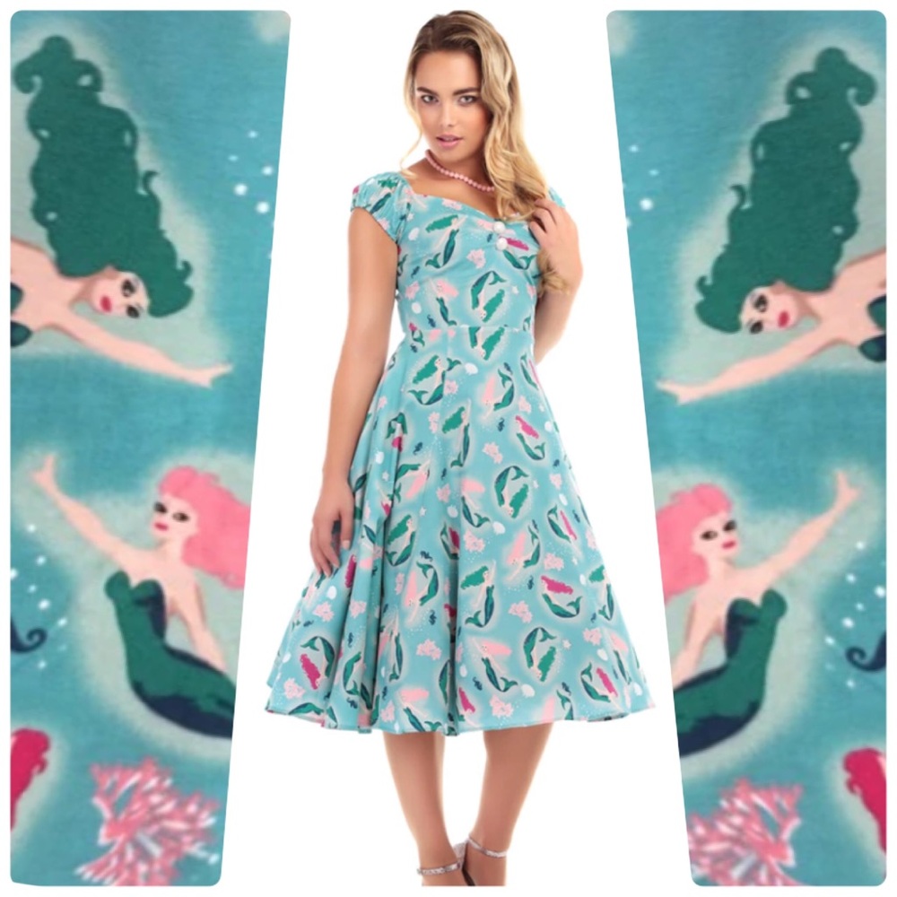 NWT Small Collectif Little Mermaid Retro Dolores Swing Dress Modcloth Disney?